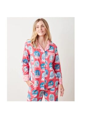 Printfresh Pajama Set Snow Globe Magic Pink size Small 100% Organic Cotton